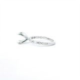 14K White Gold Diamond Semi-Mount Ring, 8MM Center, 0.34ctw Accents with Round and Baguette Diamond Pattern