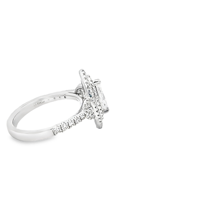 14K Gold White Halo Marquise Diamond Engagement Ring - 1.07 CTW Diamond