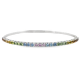 White 14 Karat Gold 2.28 Carats Rainbow Sapphire Bangle Bracelet