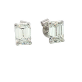 Classic & Contemporary 14K White Gold Lab-Grown 2.06 Carats Emerald Cut Diamond Stud Earrings