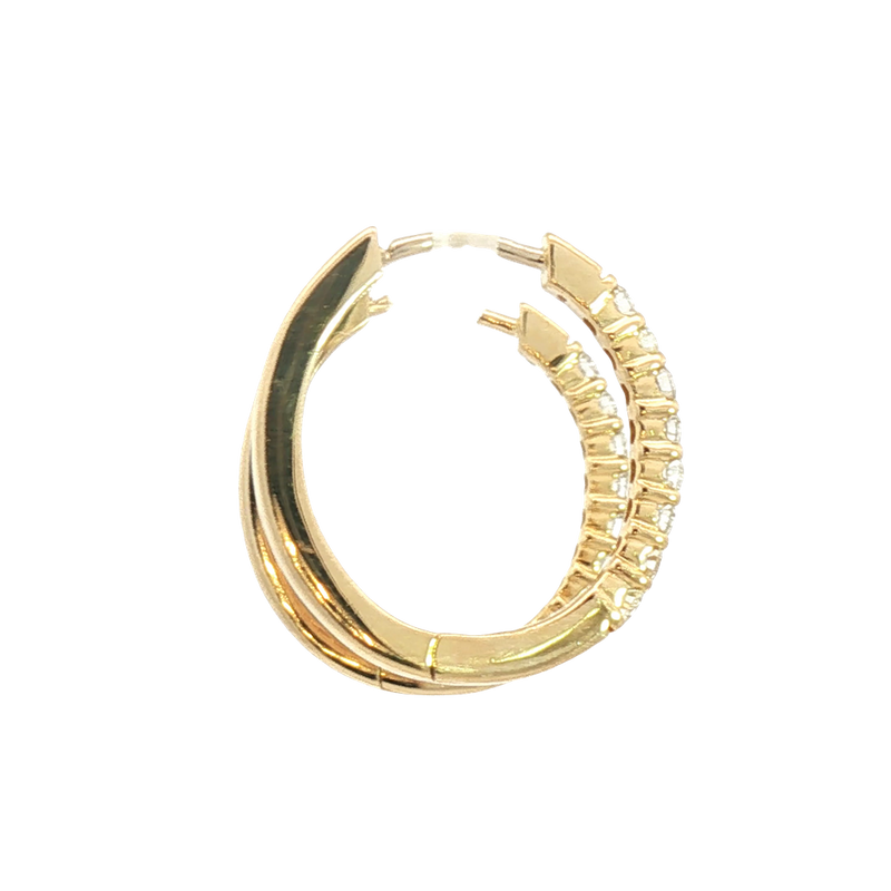 Classic & Contemporary 14K Yellow Gold 1/2 Carats Diamond Medium Hoop Earrings
