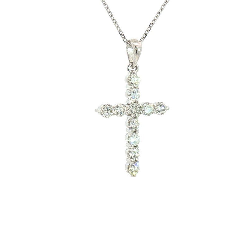 Elegant Diamond Necklaces & Pendants 18K White Gold 0.73 Carats Diamond Medium Cross Pendant