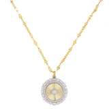 Elegant Diamond Necklaces & Pendants 14K Yellow & White Gold 0.50 Carats Baguette & Round Diamond Medallion Necklace - 18 Inch