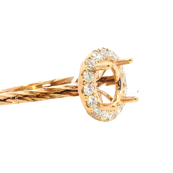 Elegant Diamond Mountings 18K Rosé Gold 1.50 Carats Round Halo Semi Mount Ring - 0.46 Carats Diamond Total Weight