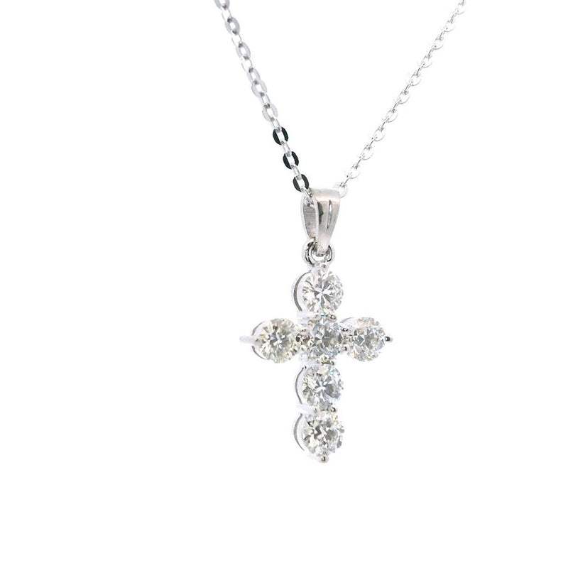 Elegant Diamond Necklaces & Pendants 18K Gold White 1.06 Carats Diamond Medium Cross Pendant