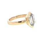 14K Yellow Gold Step Cut Modified Elongated Hexagon Cut 2.12 Carats Lab Grown Diamond Solitaire Ring