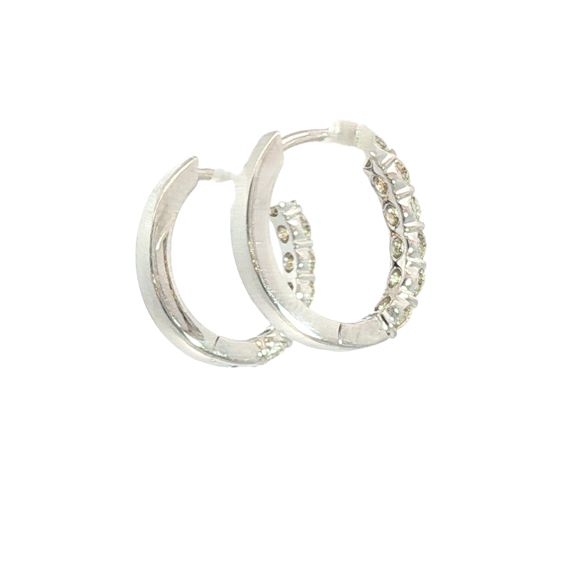 Classic & Contemporary 14K White Gold 1.0 Carat Diamond Medium Hoop Earrings