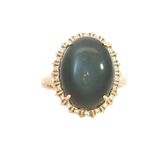 Bold & Elegant 14K Yellow Gold Oval Cabochon Cut 11.5 Carats Moonstone & 0.22 Carats Diamond Halo Ring
