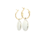Vibrant Color Stone 14K Yellow & White Gold 4.92 Carats Opals & 0.34 Carats Diamond Halo Dangle Earrings