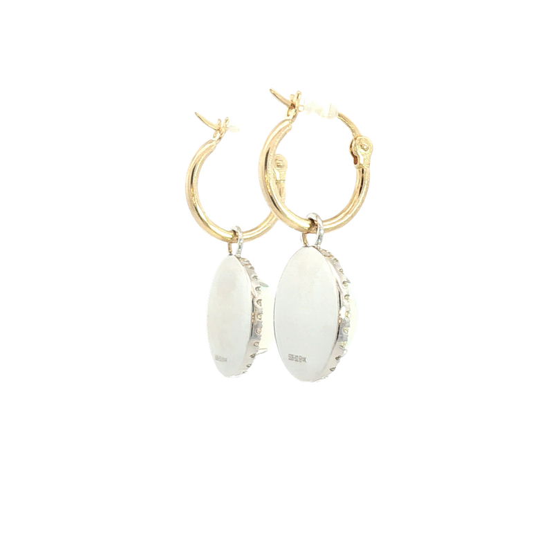 Vibrant Color Stone 14K Yellow & White Gold 4.92 Carats Opals & 0.34 Carats Diamond Halo Dangle Earrings