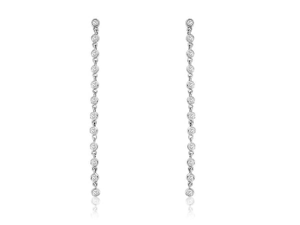 White 14 Karat Gold 1/2 Carats Diamond Dangle Earrings