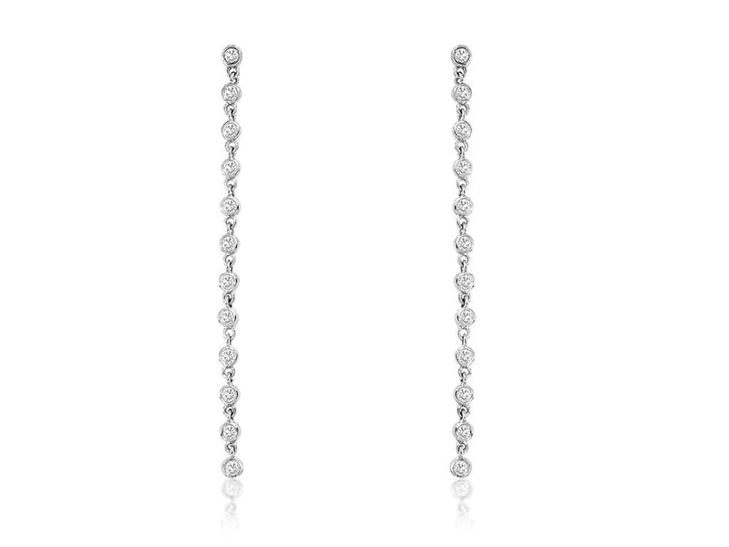 White 14 Karat Gold 1/2 Carats Diamond Dangle Earrings