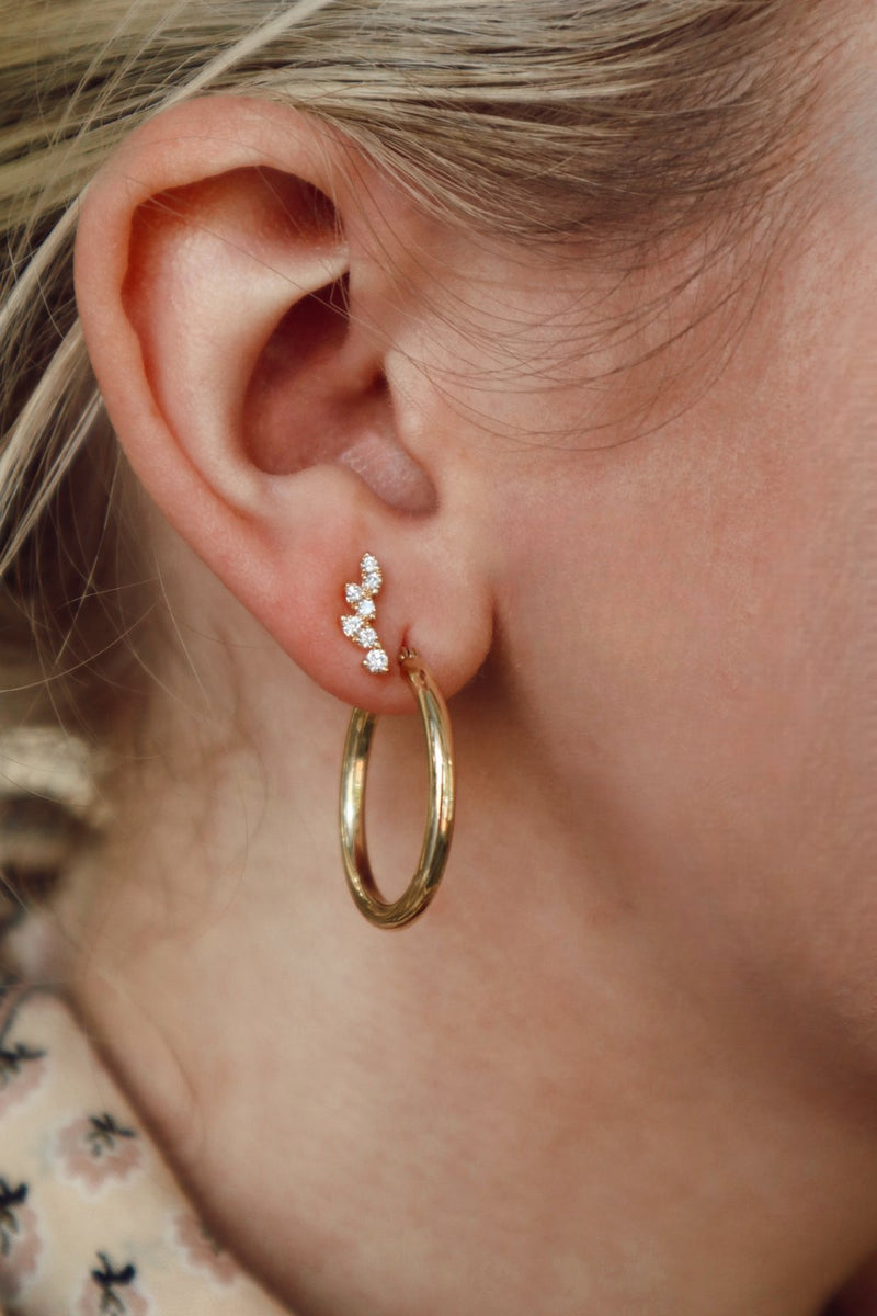 Yellow 14K Gold 0.25 Carats Diamond Ear Climber Earrings