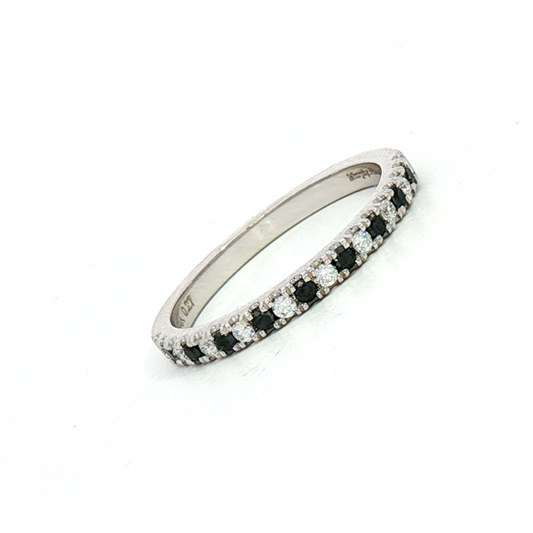 MPJ Exclusive Diamond Bands 14K Gold White & BlackAlternating Stackable 0.27 Carats Diamond Stackable Band