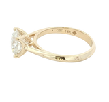 14K Yellow Gold Round Cut 2.0 Carats Lab Grown Diamond Knife Edge Solitaire Ring