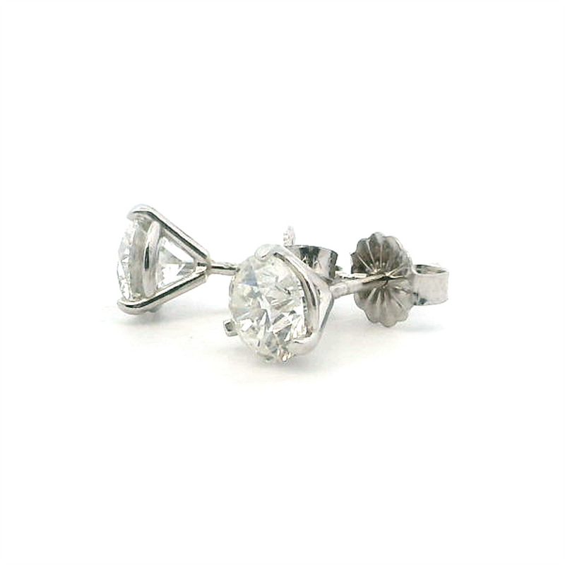 Classic & Contemporary 14K White Gold Martini Set Natural 2.0 Carats Diamond Stud Earrings