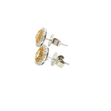 Classic & Contemporary 18K White & Yellow Gold 1.06 Carats Yellow & White Diamond Halo Earrings