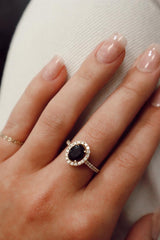 Bold & Elegant 14K Gold Yellow Halo Color Stone Fashion Ring - Oval 1.68 Carats Blue Sapphire & 0.38 Carats Diamond Halo Fashion Ring