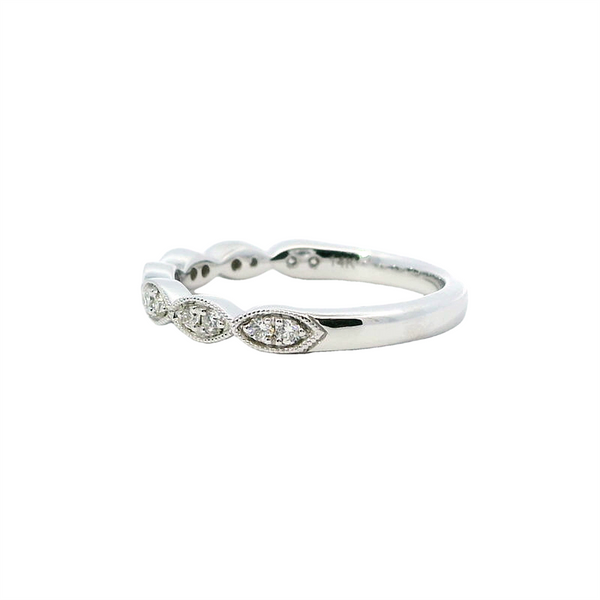 Elegant Diamond Bands 14K Gold White Stackable Milgrain 0.20 Carats Diamond Anniversary Band