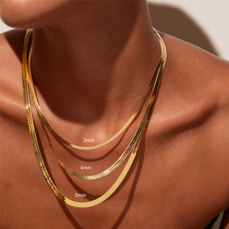 Yellow Stainless Steel 3.3mm Herringbone Chain, 18 Inch