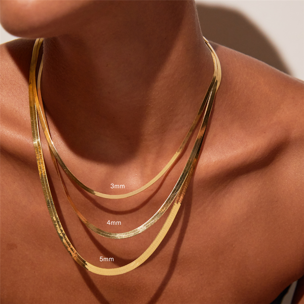 Yellow Stainless Steel 3.3mm Herringbone Chain, 18 Inch