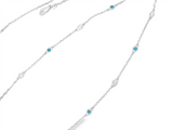 Elegant Diamond Necklaces 14K Gold White 0.35 Carats Blue Diamond & 0.36 Carats White Diamond Station Necklace - 20 Inch