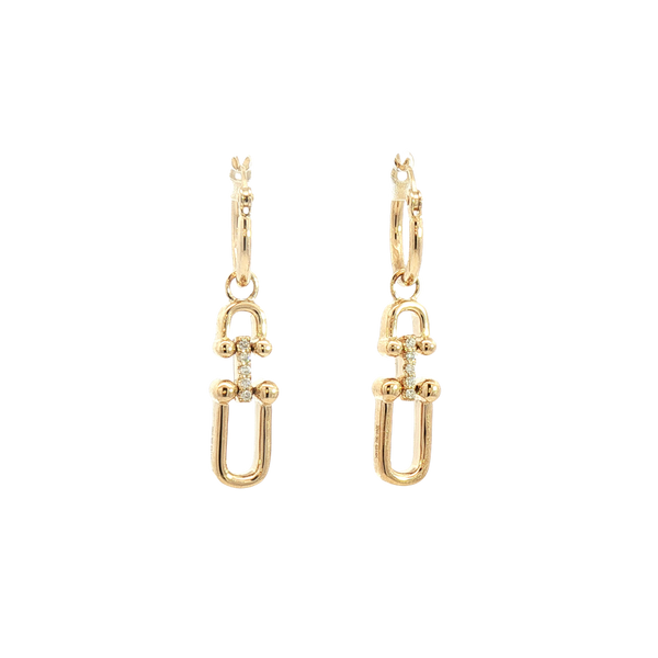 Classic & Contemporary 14K Yellow Gold 0.06 Carats Diamond Dangle Earrings