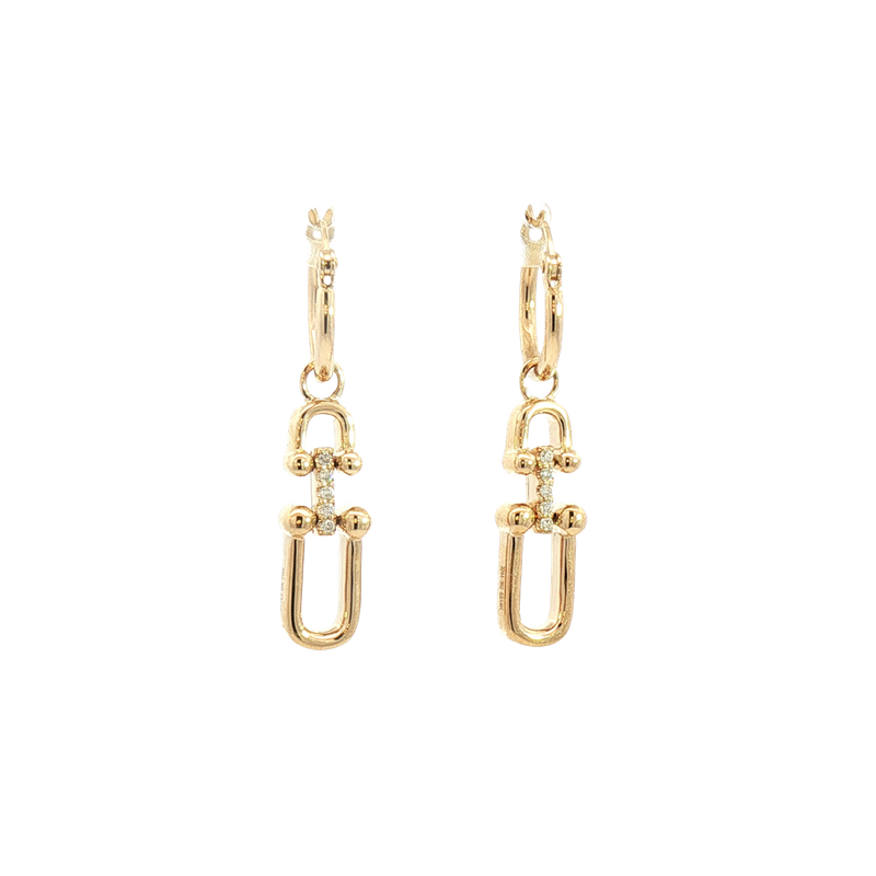 Classic & Contemporary 14K Yellow Gold 0.06 Carats Diamond Dangle Earrings