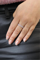 Bold & Elegant 14K Gold White Color Stone Fashion Rings - 14K  White Gold 0.17 Carats Ruby & 0.11 Carats Diamond Stackable Band