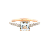 Bold & Elegant 14K Gold Rosé Accented Color Stone Fashion Ring - 0.84 Carats Aquamarine & 0.15 Carats Diamond