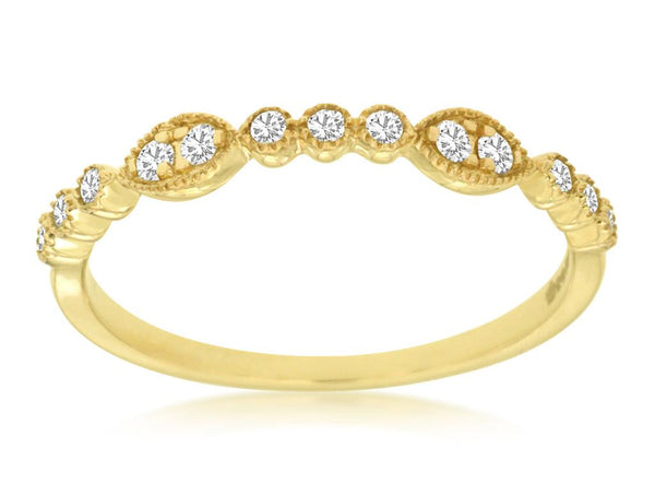 Yellow 14 Karat Gold 0.15 Carats Diamond Vintage Style Band
