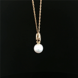 Elegant Pearl Necklaces & Pendants 14K Yellow Gold 2.5 - 3.0 MM AA Freshwater Pearl & Marquise Cut 0.30 Carats Lab Grown Diamond Necklace - 18 Inch