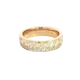 Elegant & Trendy Satin Finish 14K Yellow Gold 0.52 Carats Diamond Scatter Band