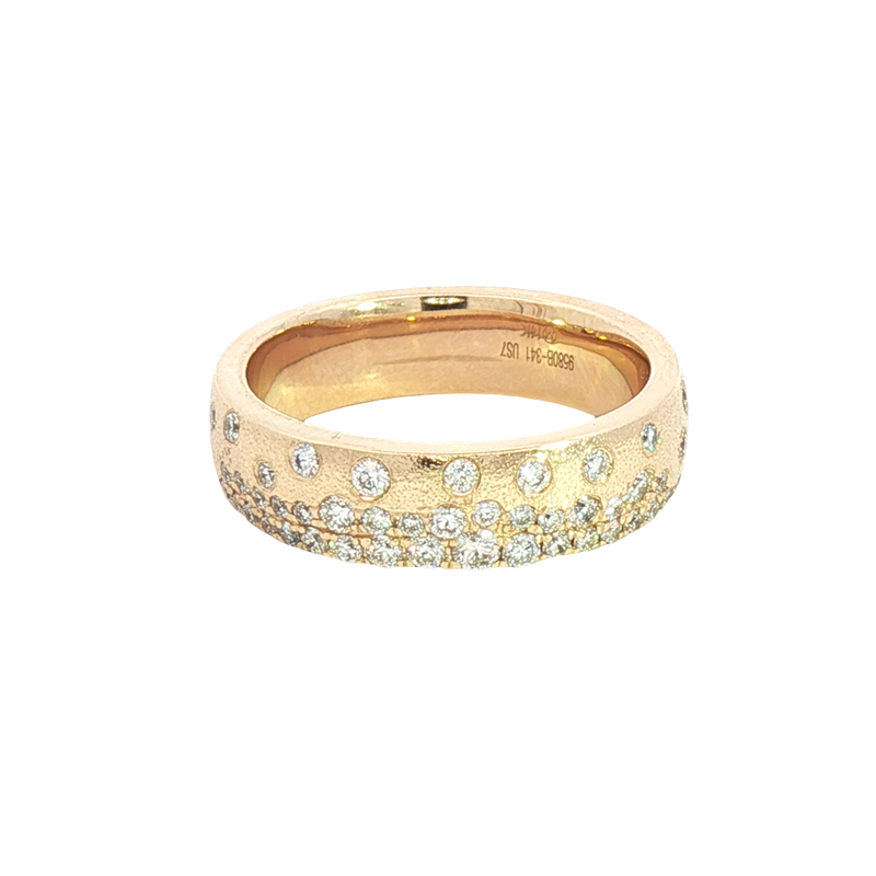 Elegant & Trendy Satin Finish 14K Yellow Gold 0.52 Carats Diamond Scatter Band