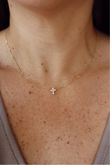 Elegant Diamond Necklaces & Pendants 18K Gold Yellow 0.18 Carats Petite Diamond Cross Pendant Necklace - 16 Inch