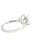 Elegant Diamond Mountings 18K Gold White 11.5x7.5MM Oval 3 Stone Engagement Ring - 0.41 Carats Trapezoid Accent