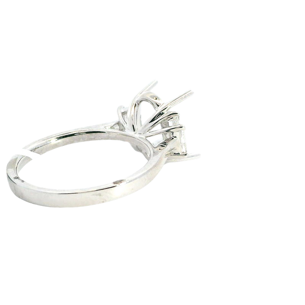 Elegant Diamond Mountings 18K Gold White 11.5x7.5MM Oval 3 Stone Engagement Ring - 0.41 Carats Trapezoid Accent