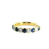 Bold & Elegant 18K Yellow Gold Stackable 0.70 Carats Blue Sapphire & 0.44 Carats Diamond Band
