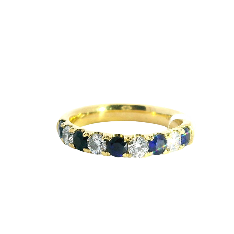 Bold & Elegant 18K Yellow Gold Stackable 0.70 Carats Blue Sapphire & 0.44 Carats Diamond Band