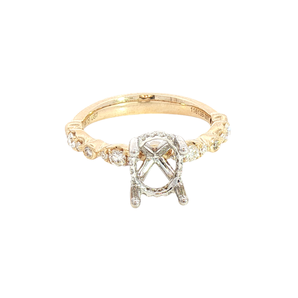 Elegant Diamond Mountings 14K Yellow & White Gold 0.38 Carats Diamond Semi Mount Ring