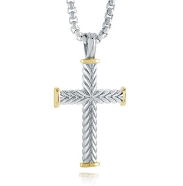 Stainless Steel Wave Cross Necklace