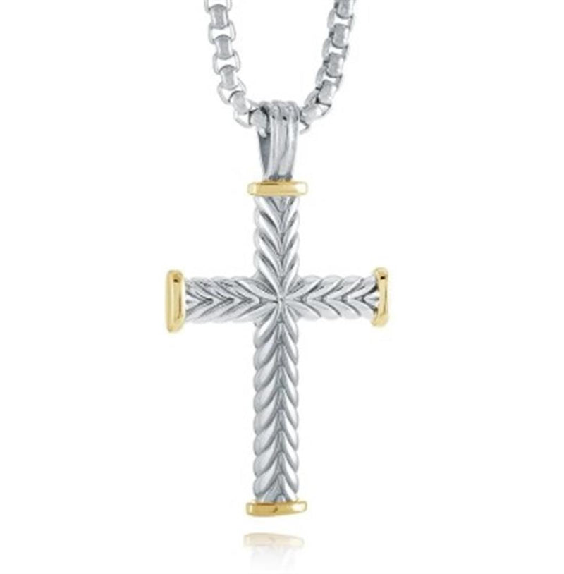 Stainless Steel Wave Cross Necklace
