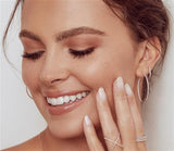 Classic & Contemporary 14K White Gold 0.08 Carats Diamond Huggie Earrings