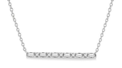 White 10 Karat Gold 0.15 Carats Diamond Bar Necklace