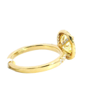 18K Yellow Gold Oval 2.22 Carats Fancy Yellow & Round White Diamond Halo Ring