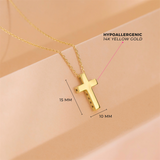 14K Yellow Gold Star Cutout Cross Necklace For Children - 16 Inch