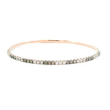 Sophisticated & Timeless Diamond Bracelets 14K Gold Rosé & Titanium Brown & White Diamond Flexible Bangle Bracelet - 0.98 CTW, Size 6.75 Inch