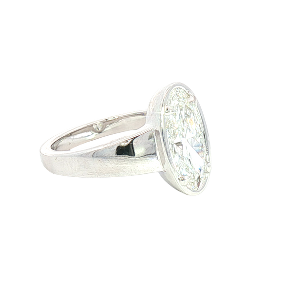 14K White Gold Oval Cut 2.14 Carats Lab Grown Diamond Solitaire Ring