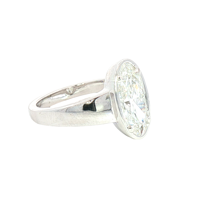 14K White Gold Oval Cut 2.14 Carats Lab Grown Diamond Solitaire Ring
