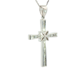 Elegant Diamond Necklaces & Pendants 18K White Gold 0.37 Carats Baguette Diamond Medium Cross Pendant